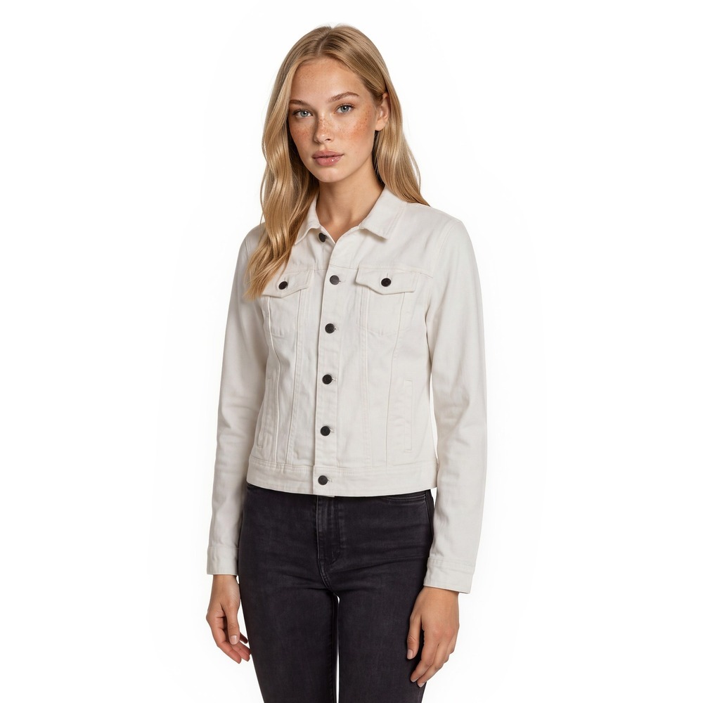 Talbots Corduroy Jacket Women's Large Petite LP White Button Trucker Stretch